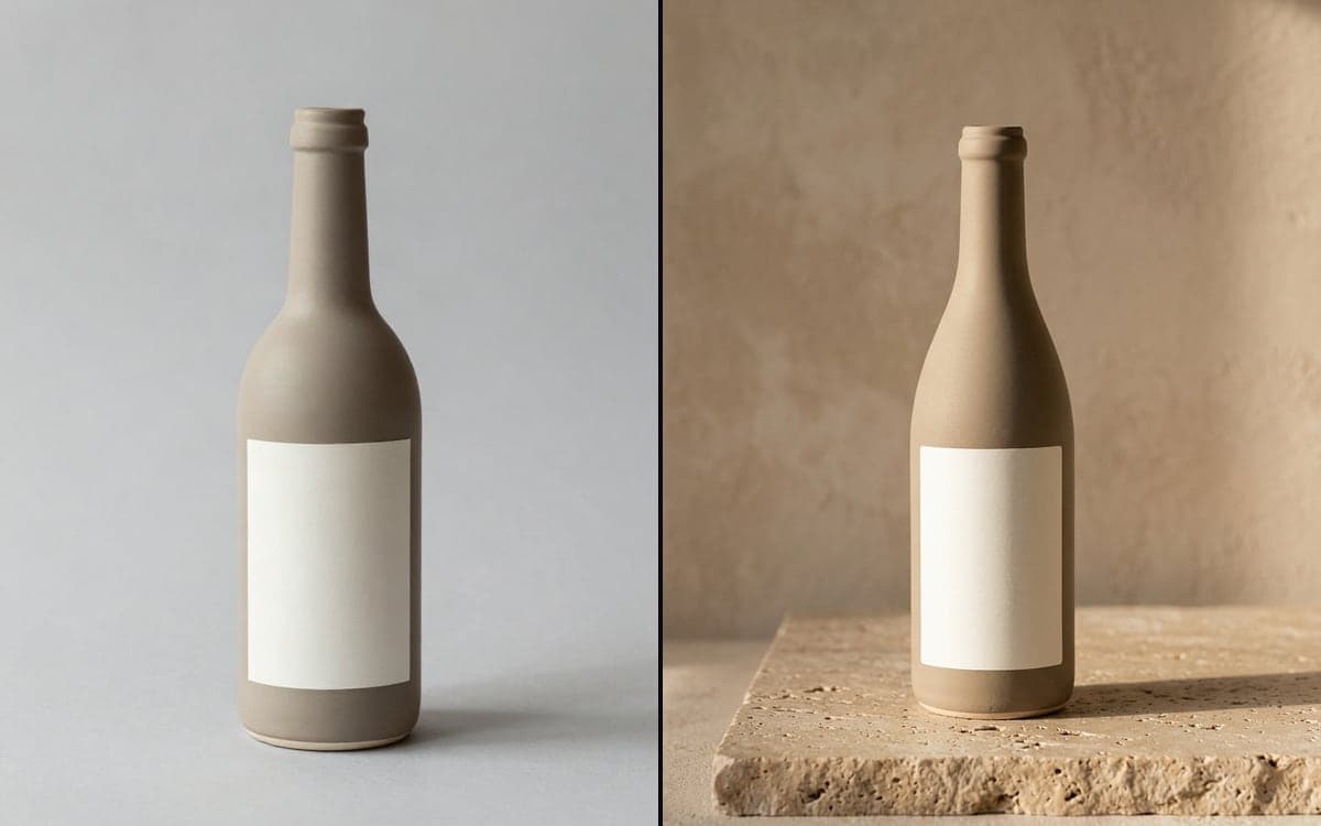 A product placed in a styled scene, made with the product visual template.
